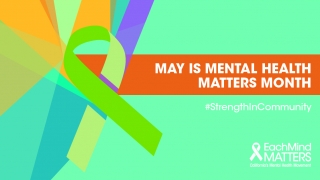 May is Mental Health Matters Month graphic with green ribbon